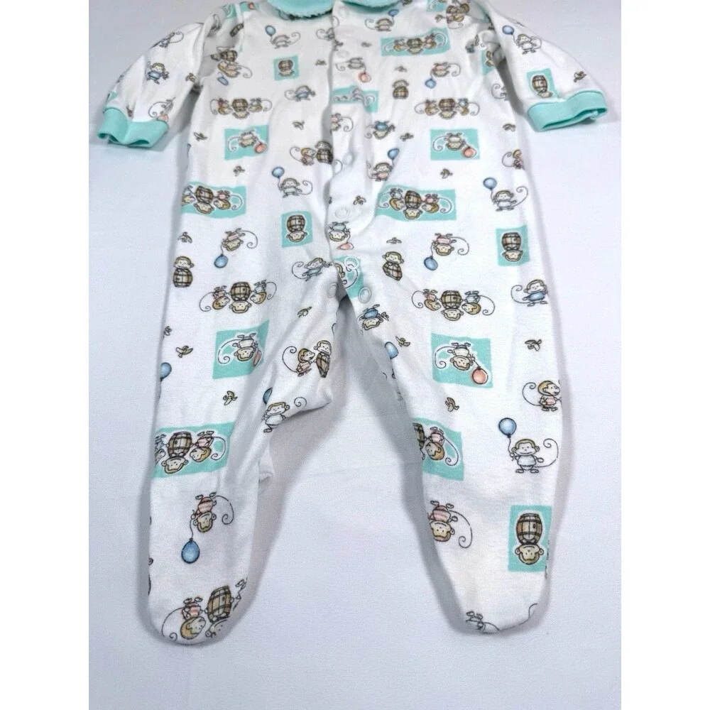 VINTAGE CARTERS Unisex Monkey Print Footed Sleeper Pajamas Size 6‎ Months